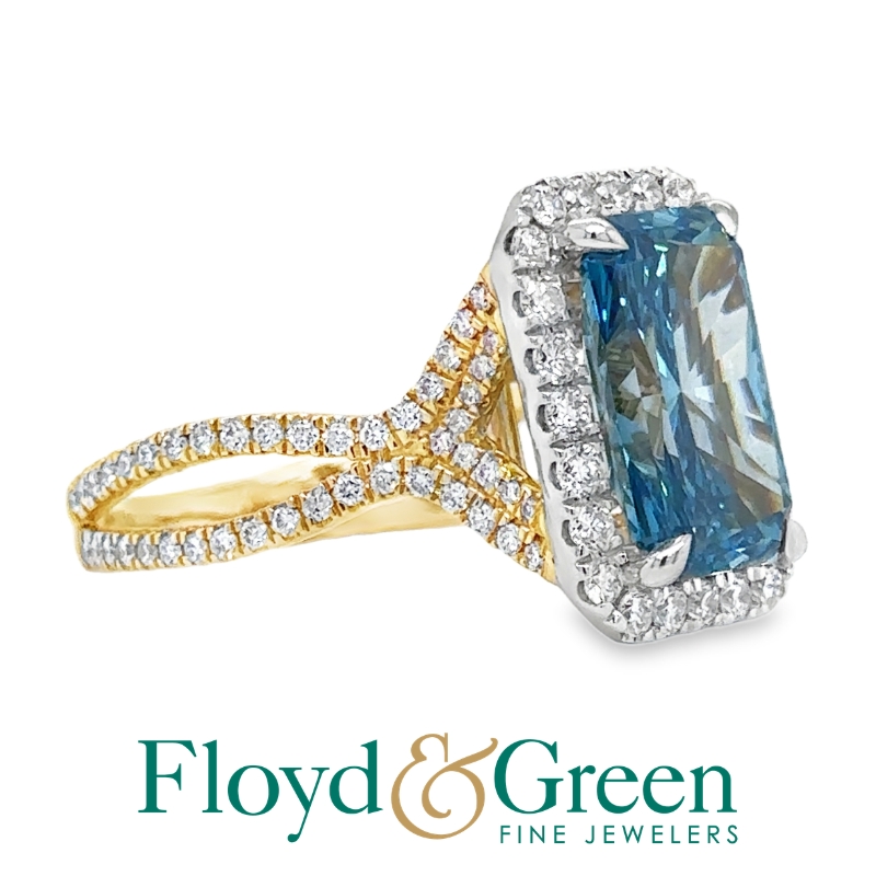 LAB GROWN Blue Diamond Halo Ring