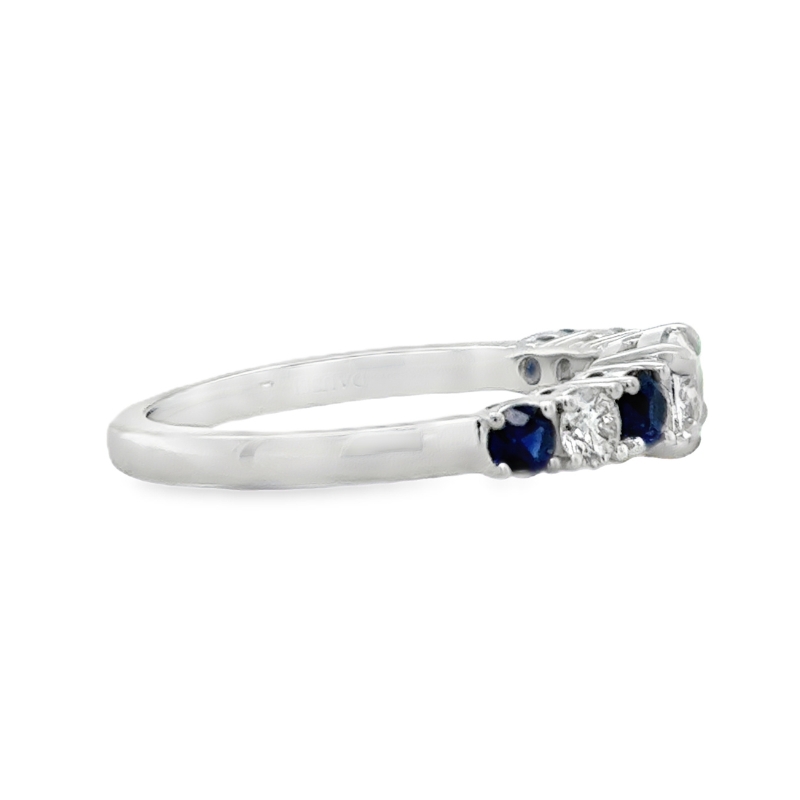 HENRI DAUSSI Alternating Diamond & Sapphire Band