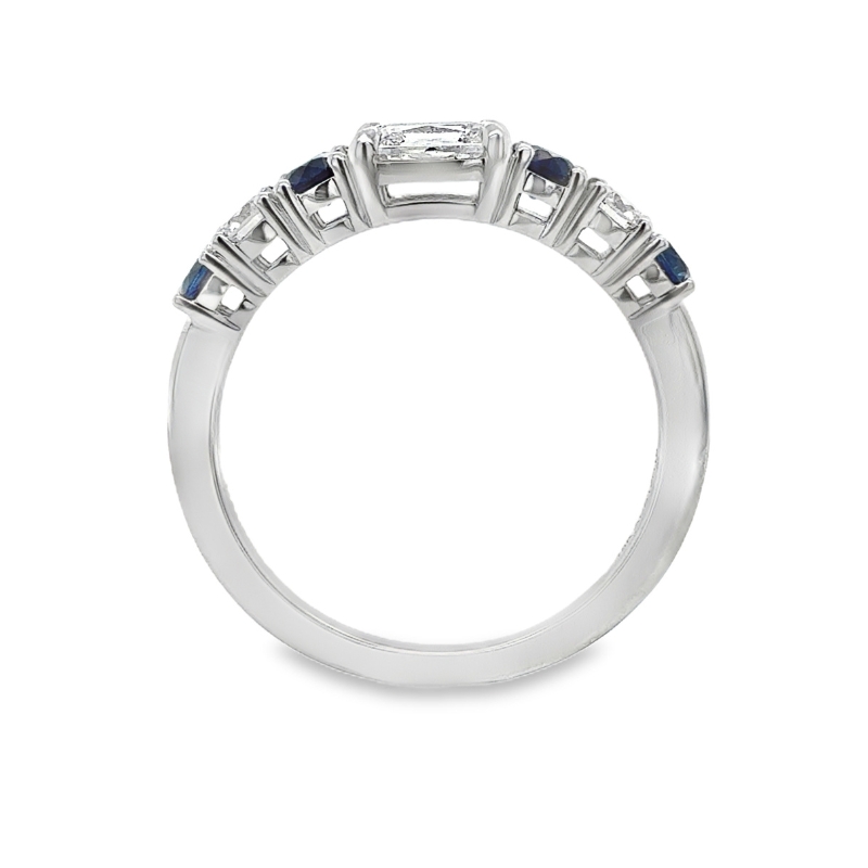 HENRI DAUSSI Alternating Diamond & Sapphire Band