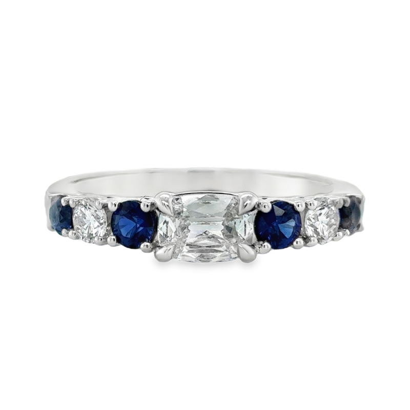HENRI DAUSSI Alternating Diamond & Sapphire Band