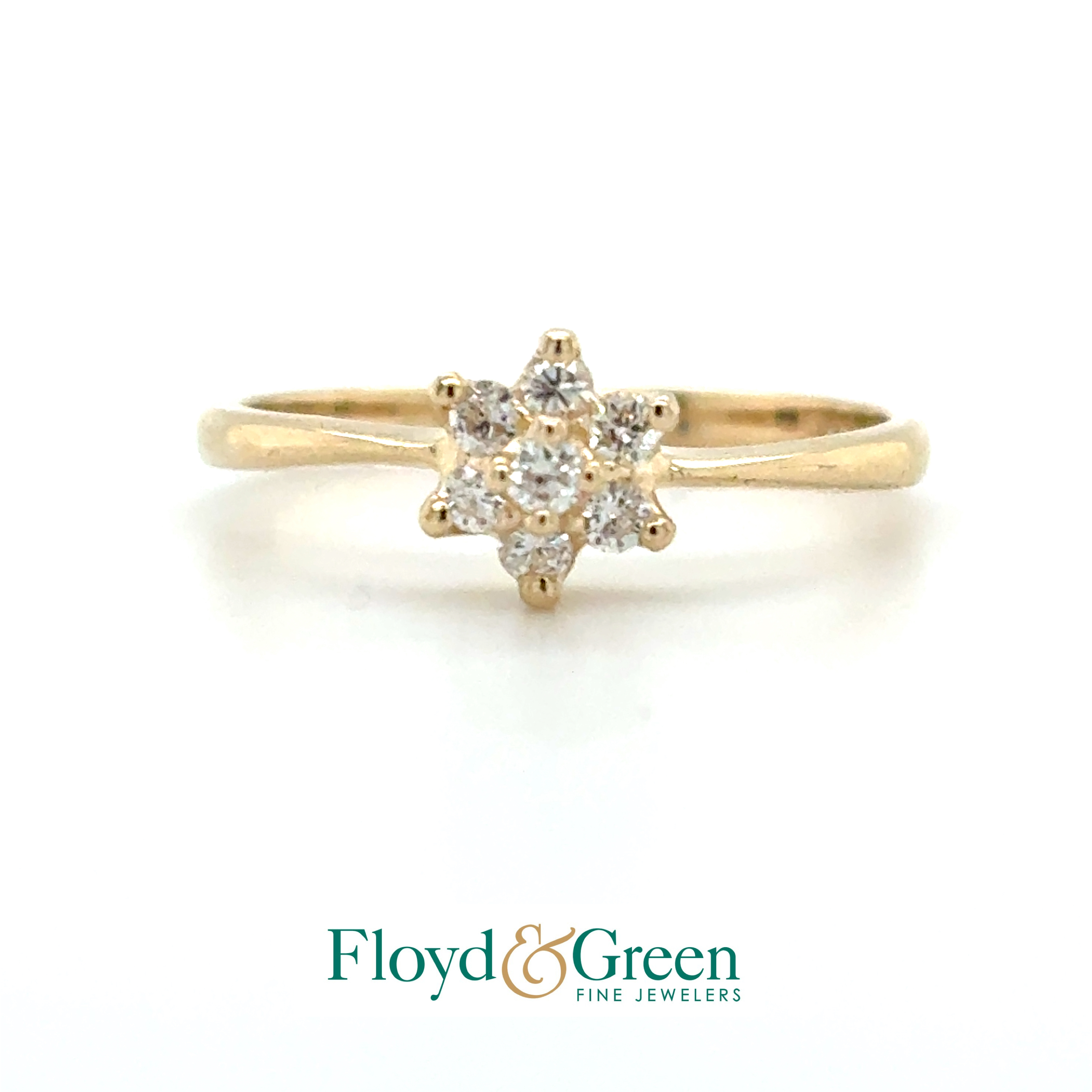 14KY Diamond Ring, Size 4.5,  7 Round, 0.14ct, H SI1-SI2