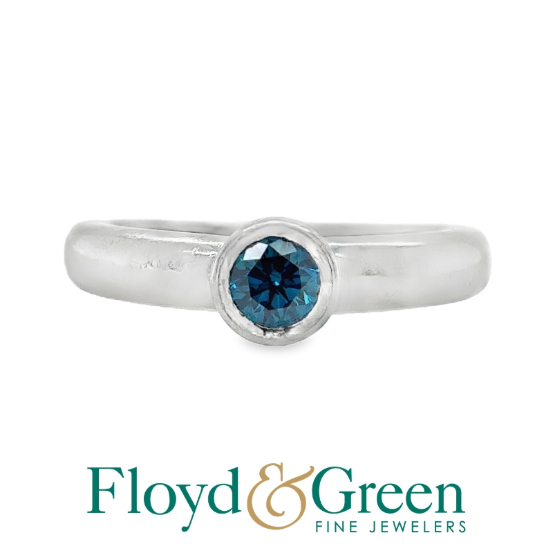 Platinum Diamond Solitaire Ring, Round, 0.27ct, Blue VS1, Size 6.25
