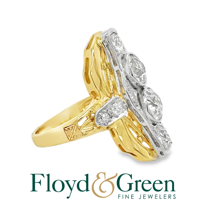 Art Deco Old European Diamond Vertical Ring