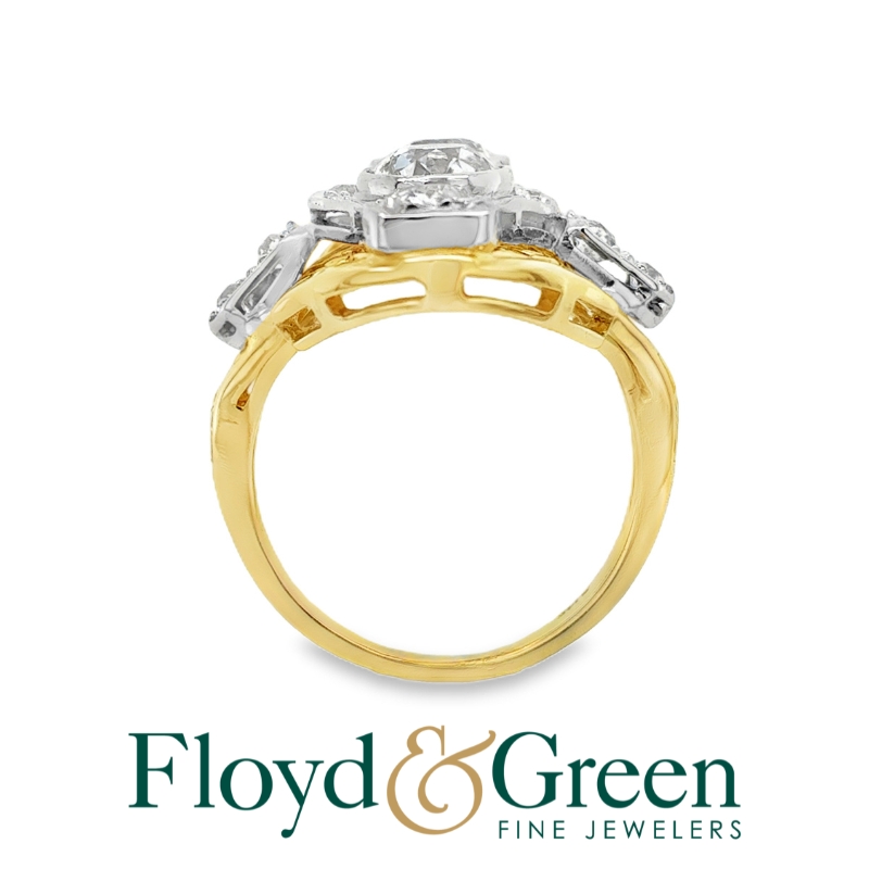 Art Deco Old European Diamond Vertical Ring