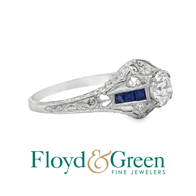 Art Deco Diamond & Sapphire Ring