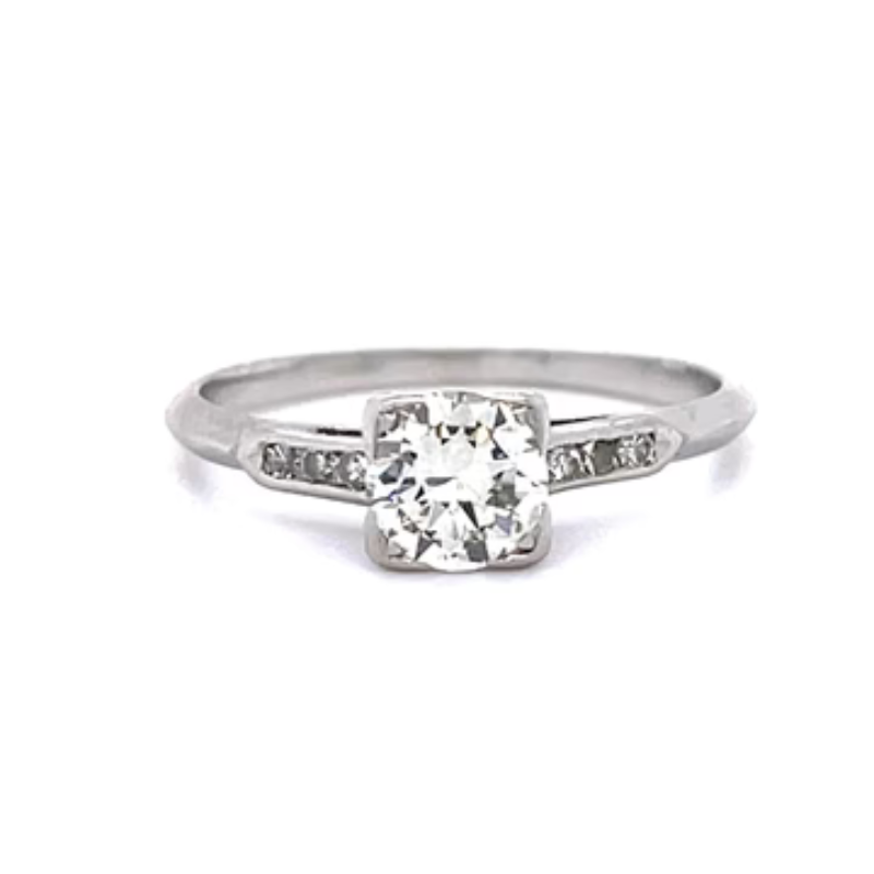 PL Dia .60ct Euro Dia, Art Deco, Side Dia .10ct Size 5.50, Circa 1930s