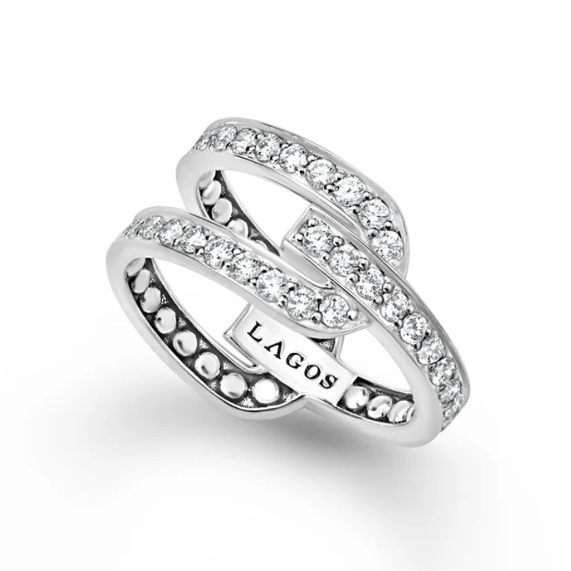 SS Caviar Spark .57ct Dia 10mm Ring Size 7