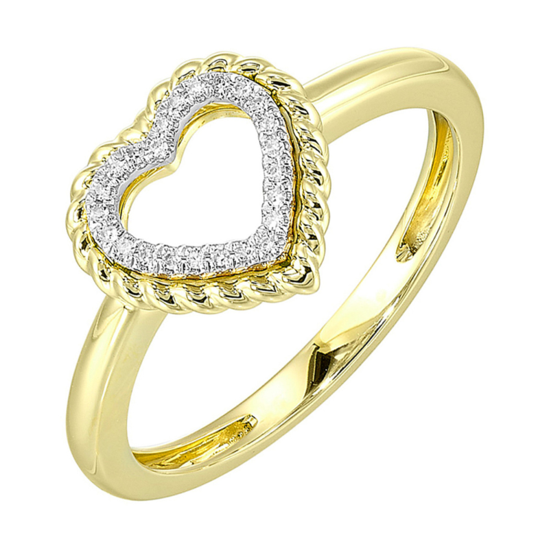 14KY Heart Twist w/ Dia .05ctw Ring Size 6.5