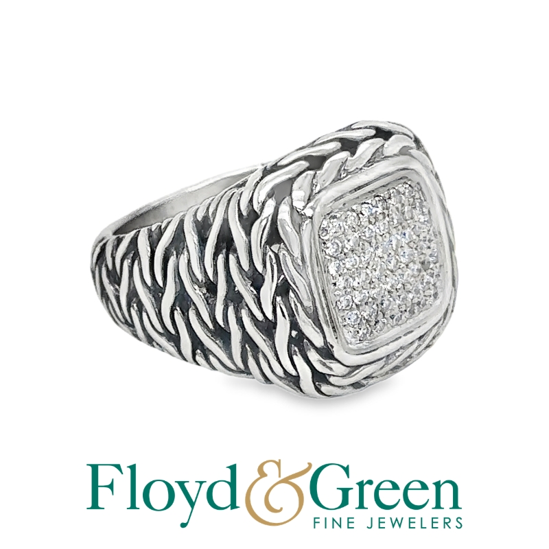 JOHN HARDY Classic Chain Diamond Signet Ring