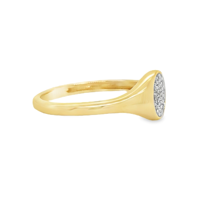 14KY Diamond Pave Signet Ring 0.16ct Size 7
