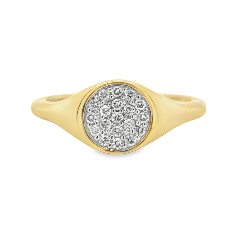 14KY Diamond Pave Signet Ring 0.16ct Size 7