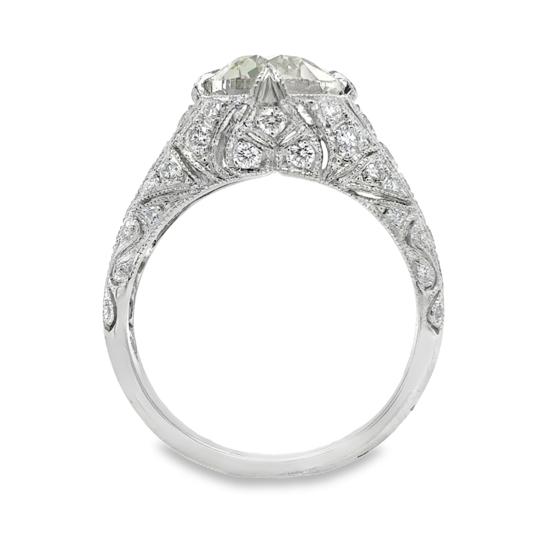 Platinum Transition Cut Round Diamond Ring