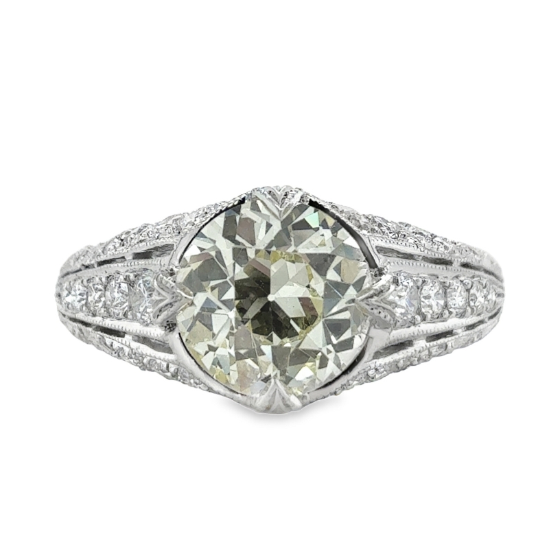 Platinum Transition Cut Round Diamond Ring
