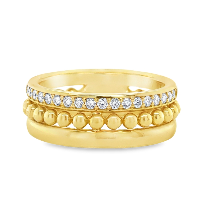 Wide Diamond Band with Beaded Center