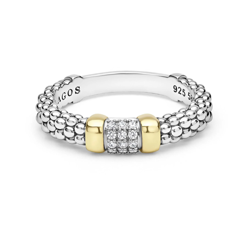 Two-Tone Small Diamond Station Ring