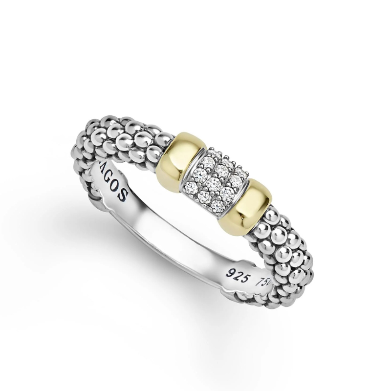 Two-Tone Small Diamond Station Ring
