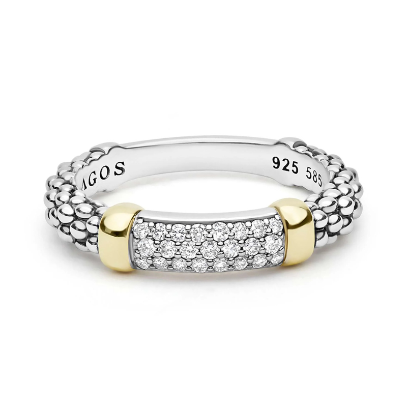 Two-Tone Medium Diamond Station Ring