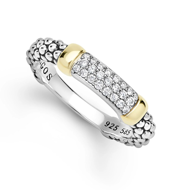 Two-Tone Medium Diamond Station Ring