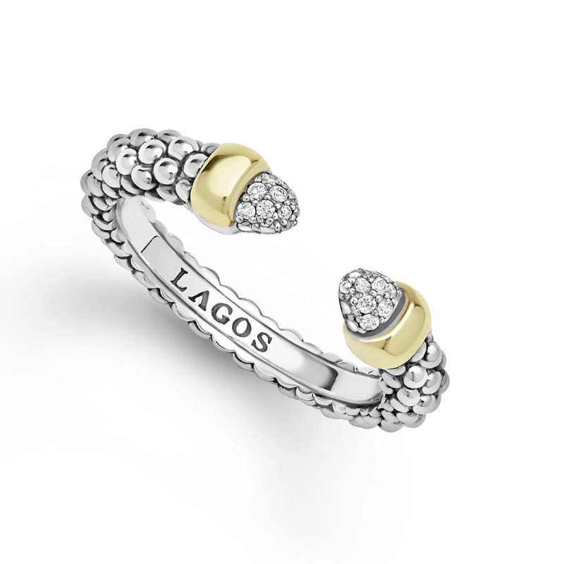 Two-Tone Diamond Mini Versa Stacking Ring