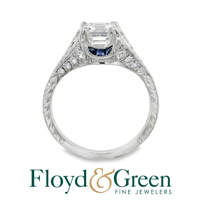 Platinum Blue Sapphire & Diamond Ring