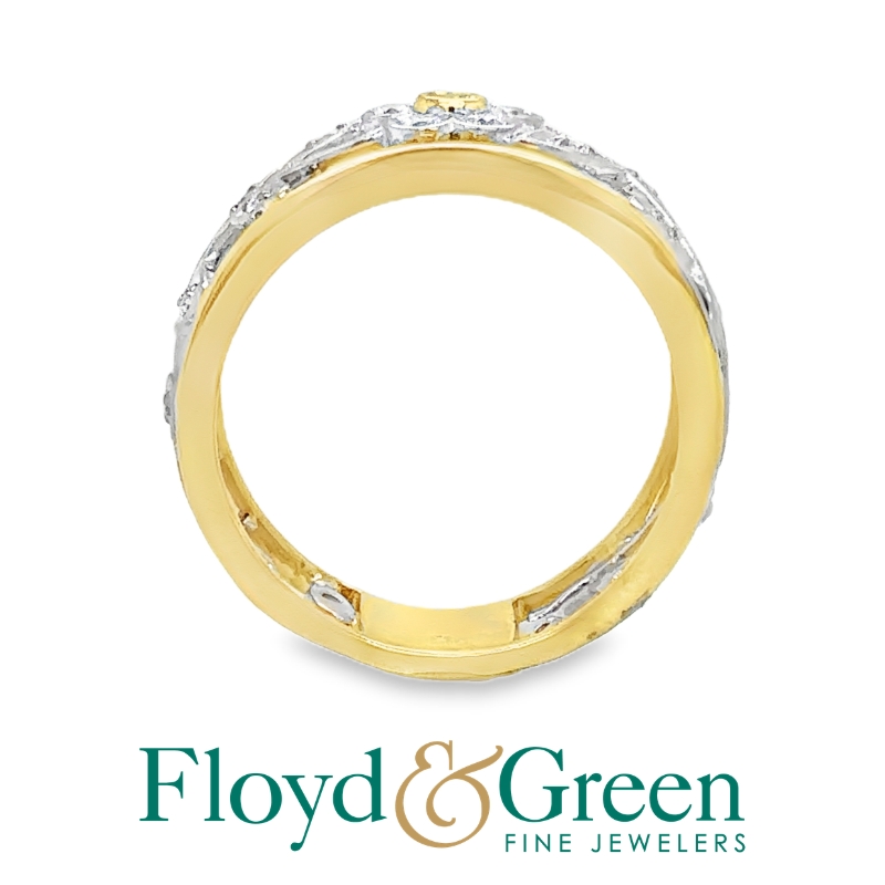 Simon G Two-Tone Floral Diamond Band