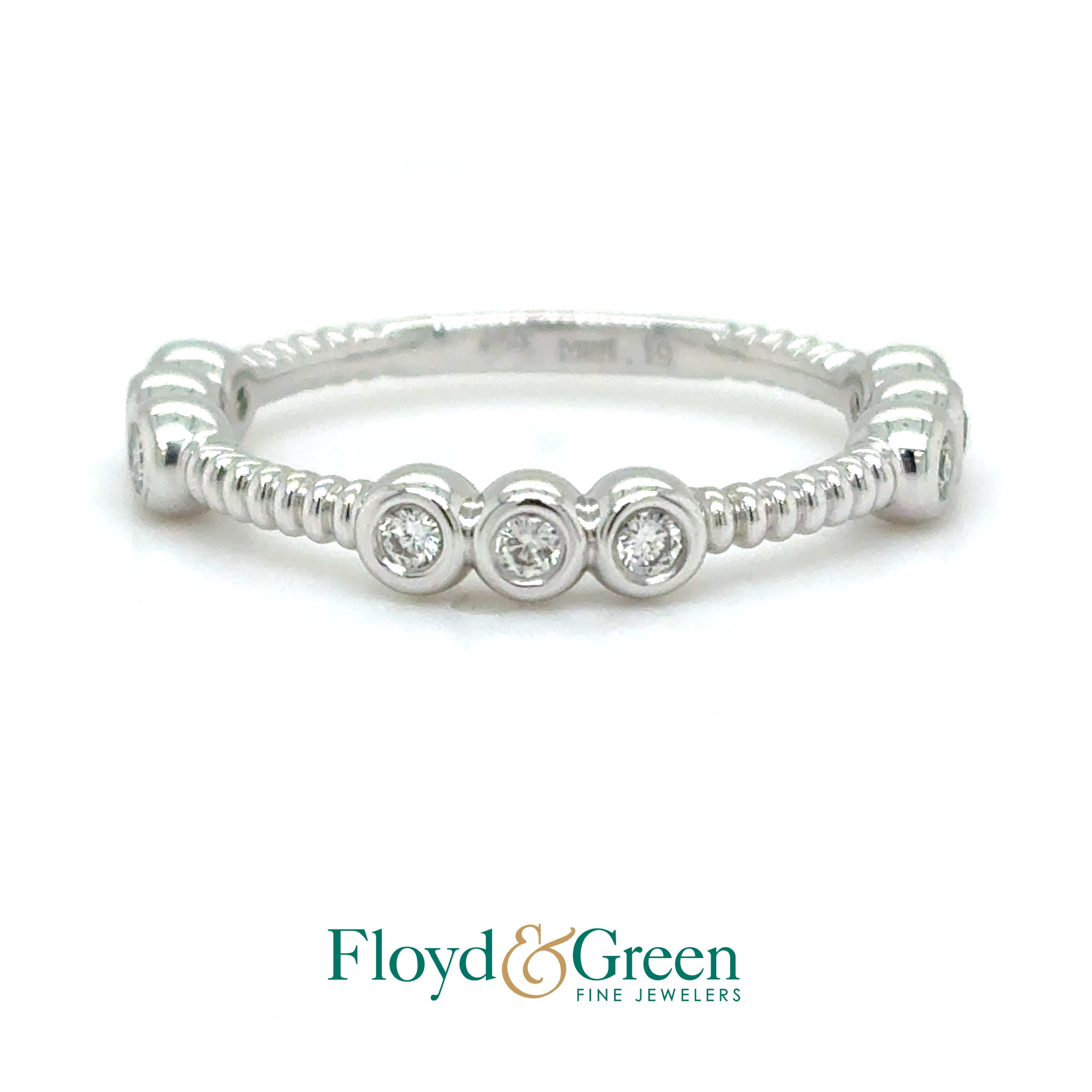 14KW Diamond Stackable Ring, 9 Round, 0.20ct, G-H I1, Size 6.75