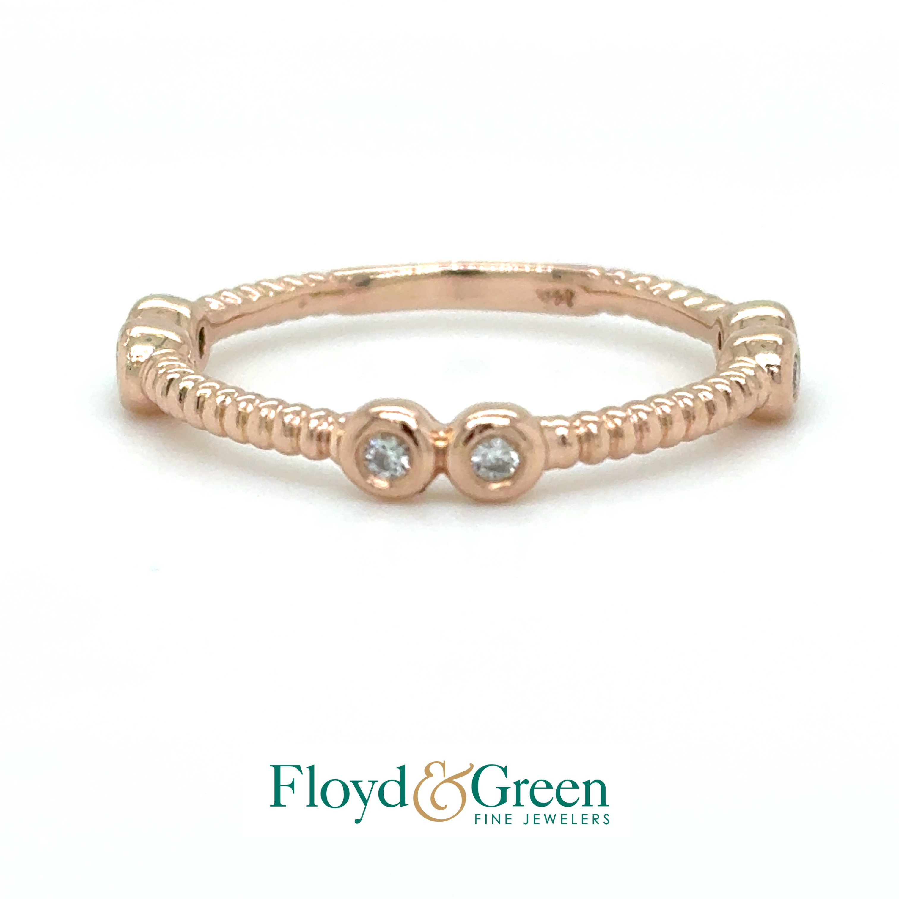 14KR Diamond Stackable Ring, 6 Round, 0.13ct, G-H I1, Size 6.75