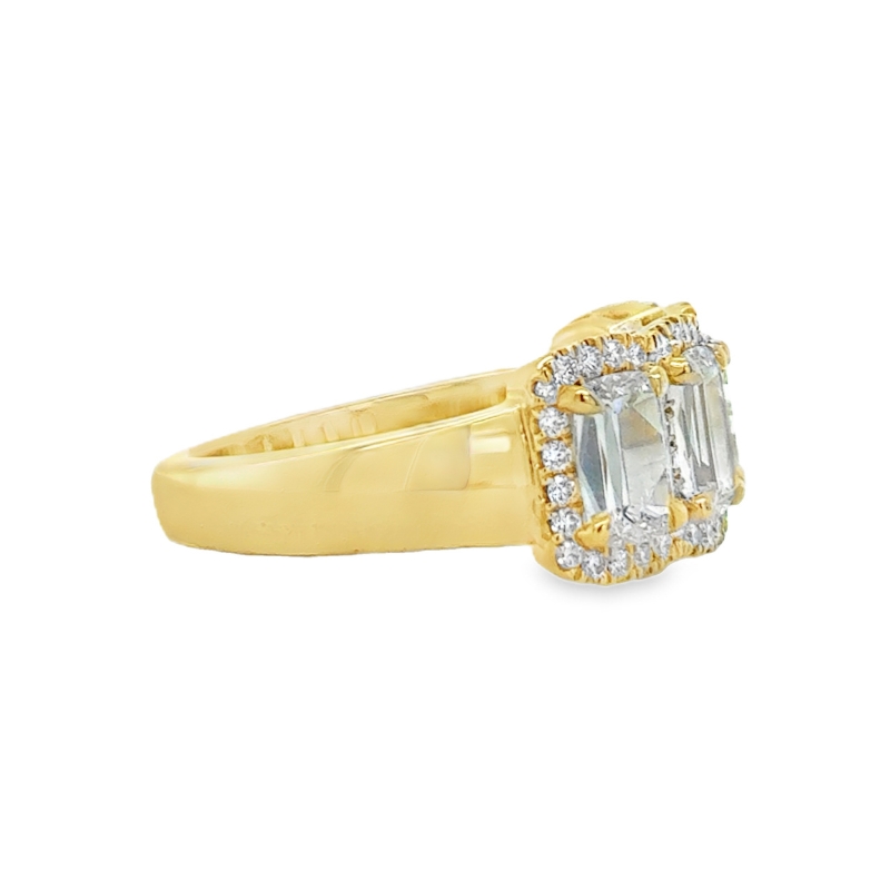 HENRI DAUSSI 4-Stone Diamond Halo Ring