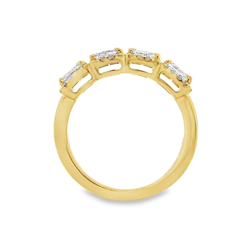 HENRI DAUSSI 4-Stone Diamond Halo Ring