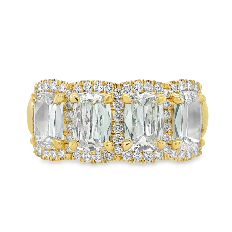 HENRI DAUSSI 4-Stone Diamond Halo Ring