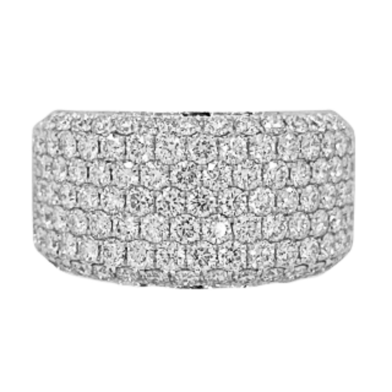 18KW pave diamond 1.99ctw G-H/VS2-SI1 7 row band ring size 6.5