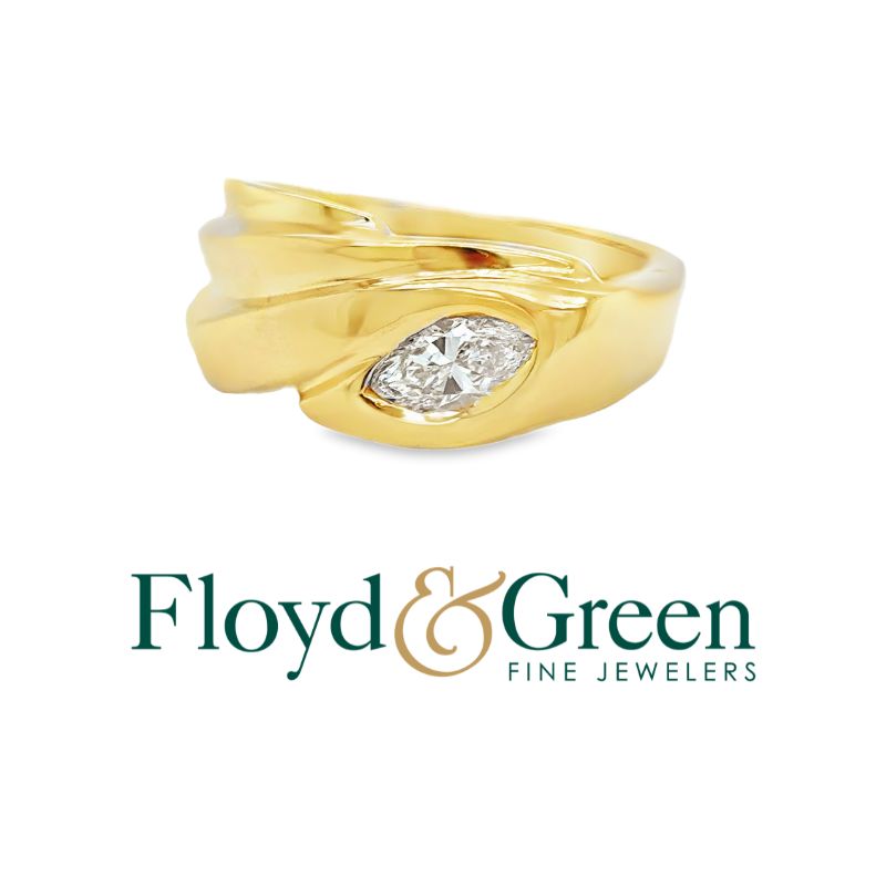 14KY Diamond Solitaire Ring, 1 Marquise, 0.50ct, G VS1, Size 7