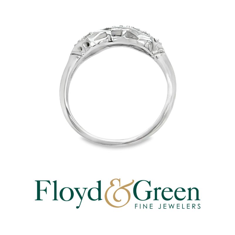 14KW Diamond Ring, 4 Single-cut, 0.08ct, 6 Single-cut, 0.09ct, H VS1, Size 6.5