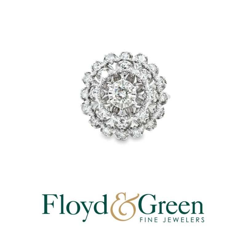 14KW Diamond Ring, 1 Rd, 0.47ct, G VS1, 24 Single-cut, 0.48ct, V SI1, Size 6.25