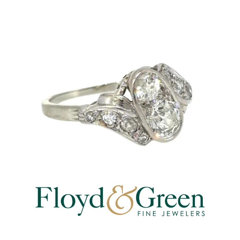 Art Deco Platinum Old European-Cut Diamond Ring