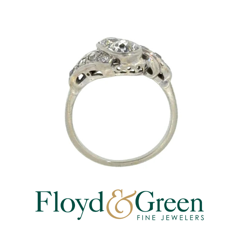 Art Deco Platinum Old European-Cut Diamond Ring