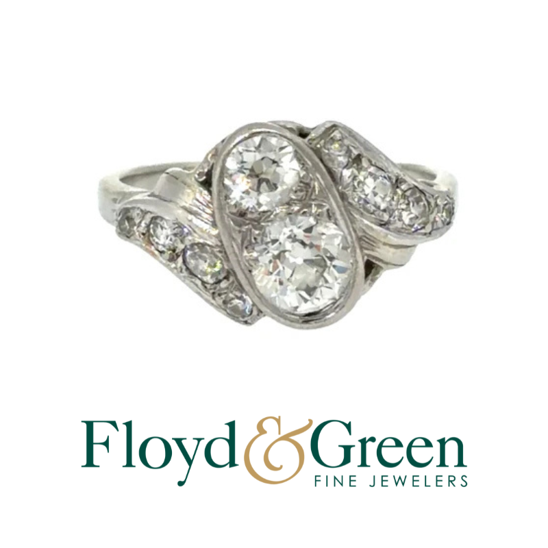 Art Deco Platinum Old European-Cut Diamond Ring