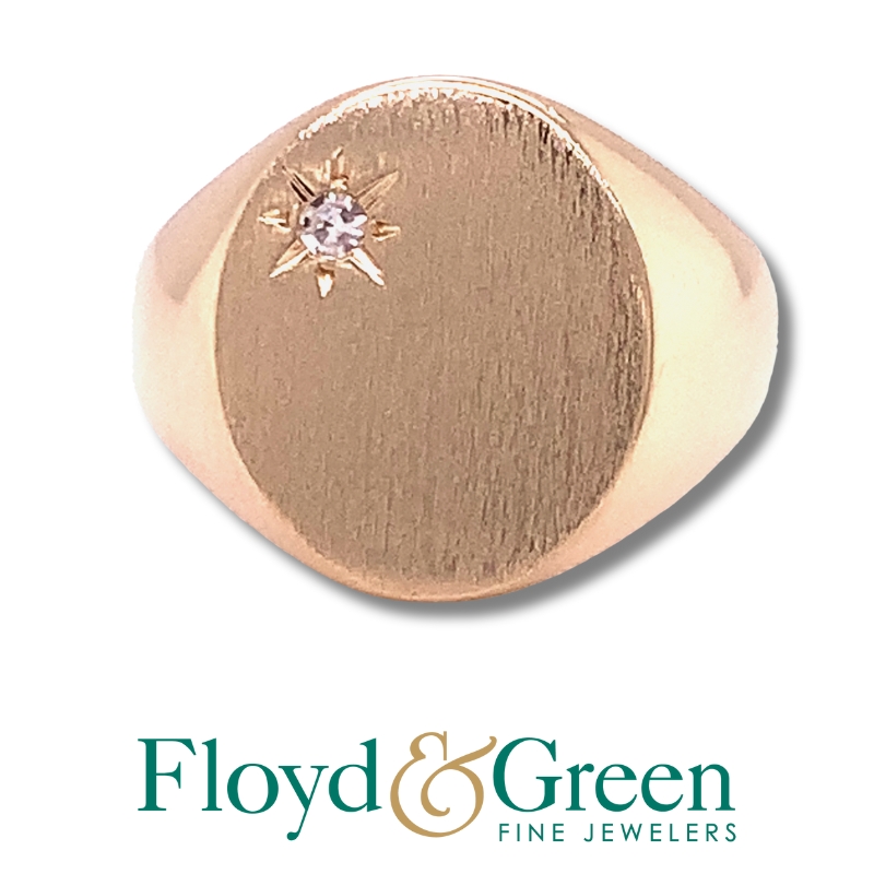Diamond Solitaire Signet Ring