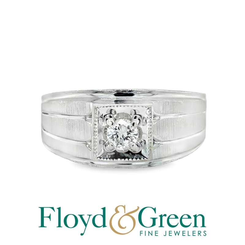 14KW Diamond Solitaire Ring, Round, 0.160ct, H VS2, Size 9.25