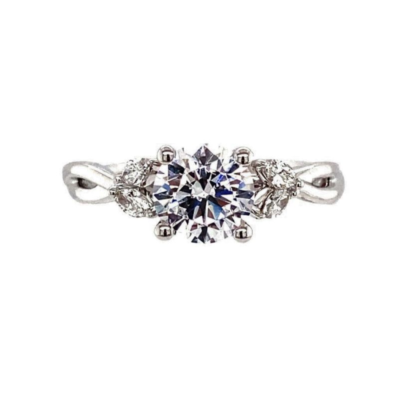 Diamond Leaf Twist Engagement Ring Setting