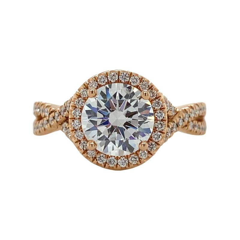 HENRI DAUSSI Diamond Halo Twist Engagement Ring Setting