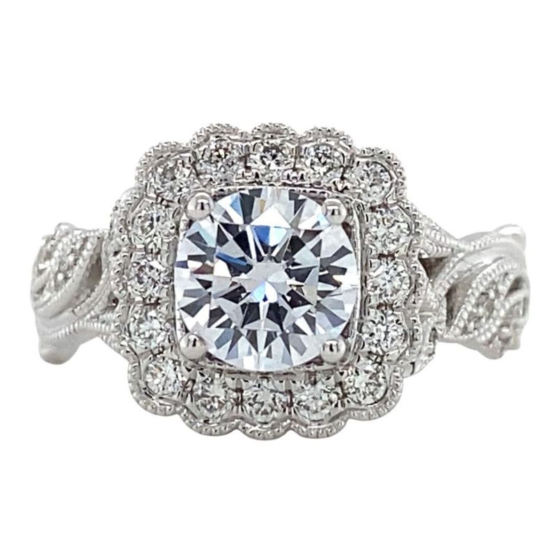 Diamond Halo Floral Engagement Ring Setting