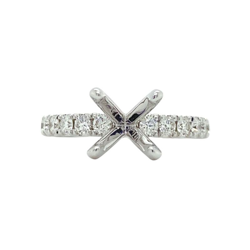 Solitaire French Pavé Diamond Engagement Ring Setting