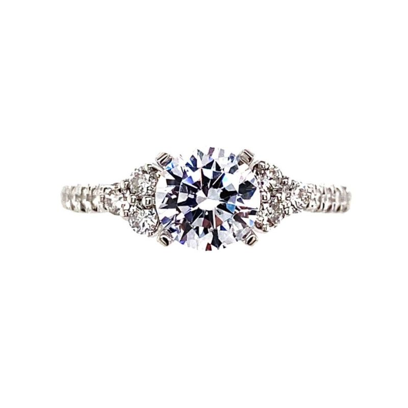 Diamond Tri Side & Pave Engagement Ring Setting
