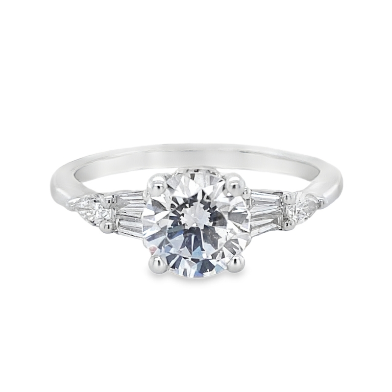 Pear & Baguette Diamond Engagement Ring Setting