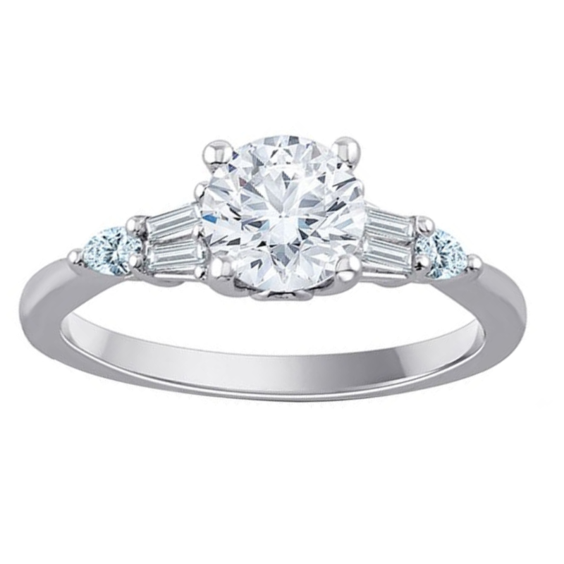 Pear & Baguette Diamond Engagement Ring Setting