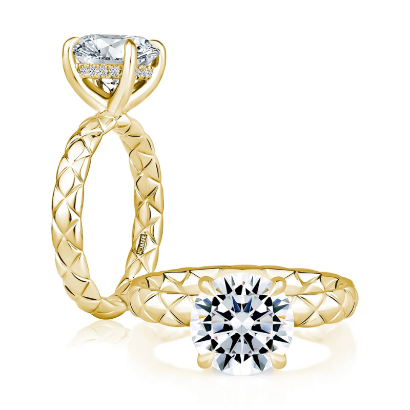 A. JAFFE Quilted Solitaire Hidden Halo Engagement Ring Setting