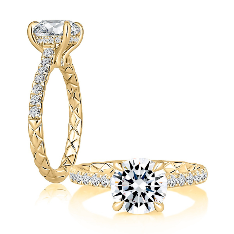 A. JAFFE Quilted Hidden Halo Fancy Solitaire Engagement Ring Setting