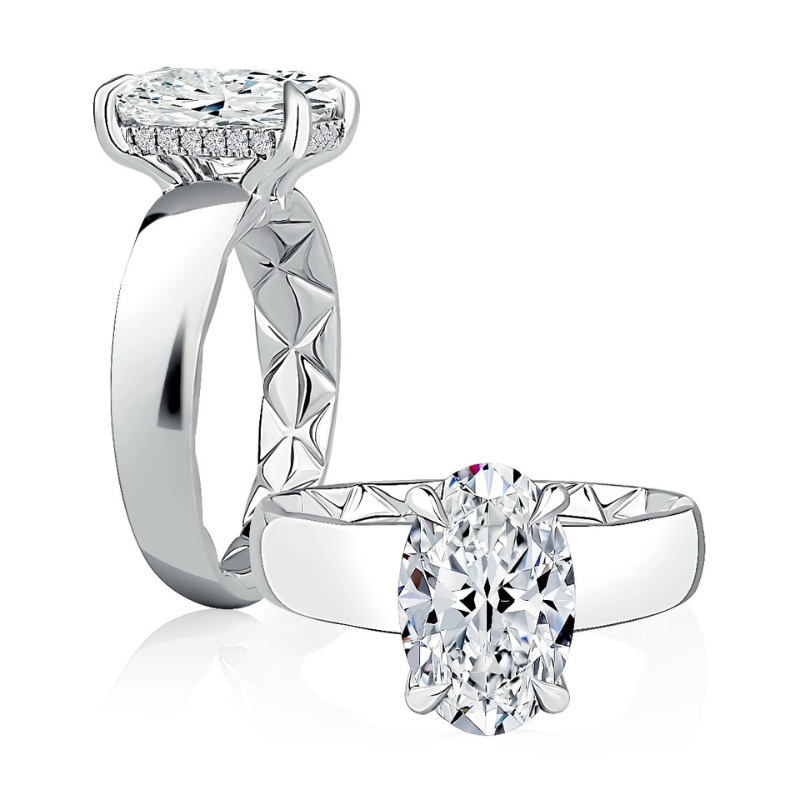 A. JAFFE Wide Band Hidden Halo Engagement Ring Setting