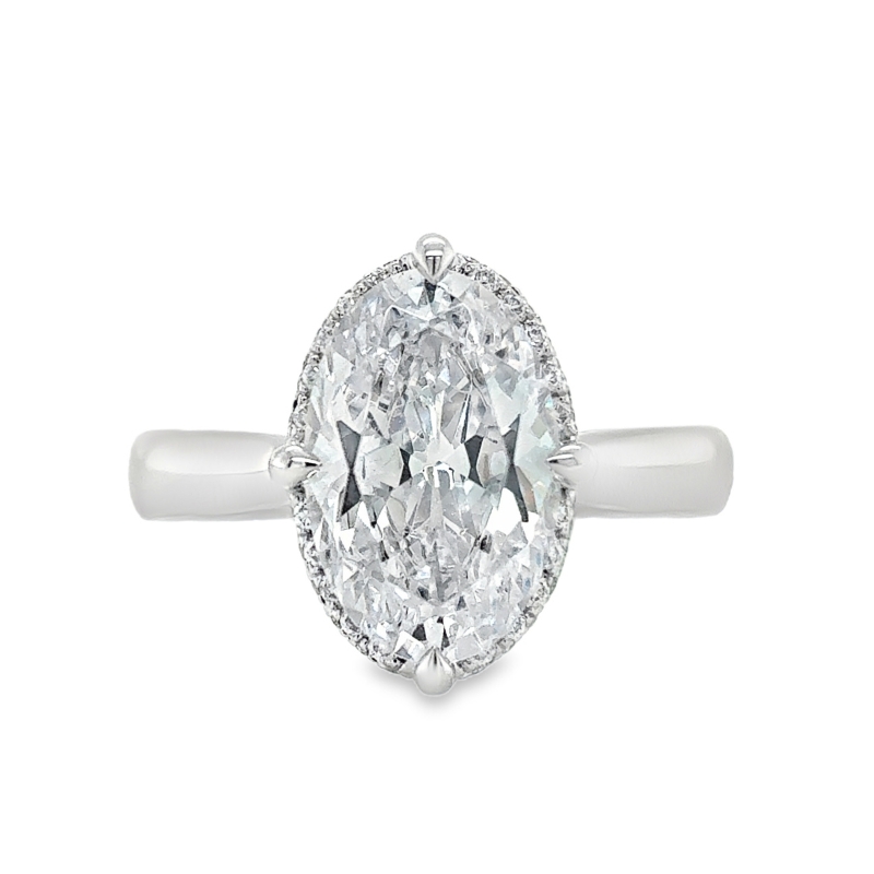 A. JAFFE Oval Solitaire Hidden Halo Engagement Ring Setting